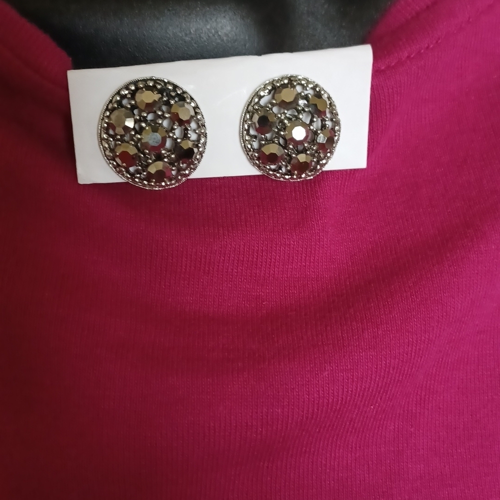 Vintage stamped Albert Weiss earrings, black gunmetal clip